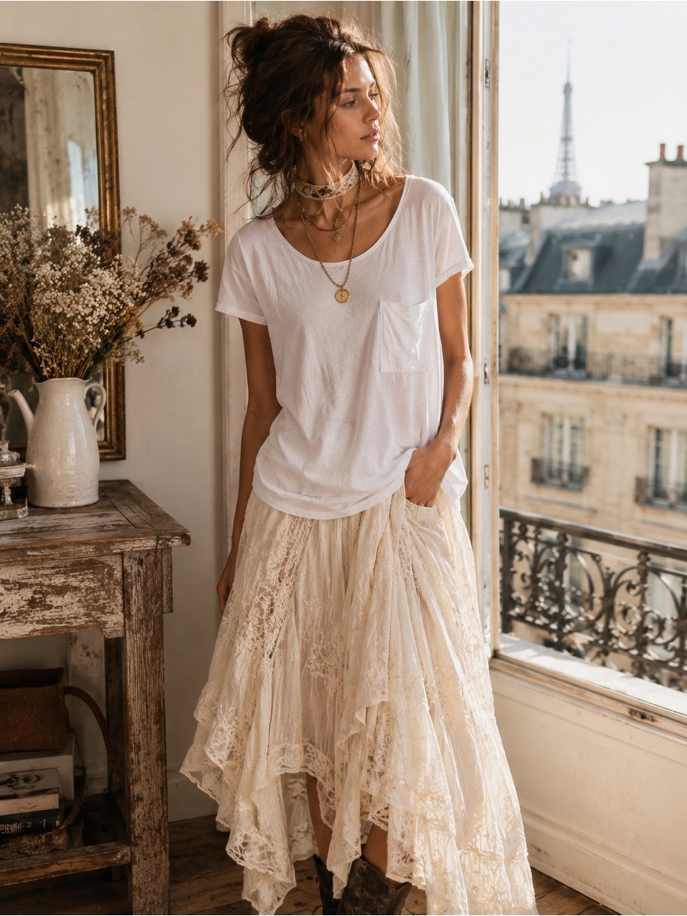 Nina Kendosa Classic White Women's Top Paris